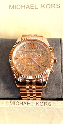 MICHAEL KORS  MK8580 Lexington Crystal Pave Rose Gold-Tone Men's Watch BNWT $375 - Image 1 of 4