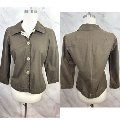Rozae Nichols 90-х рубашка на пуговицах верхняя блузка Artsy богемное sz 4 S США серо-коричневый Том - Изображение 1 из 4