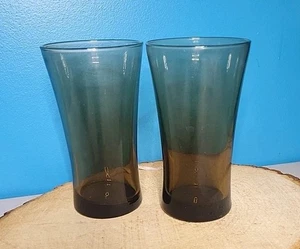 Pair 2 Vintage Libbey Tawny Smokey Brown Tumblers Drinking Glasses - Picture 1 of 2