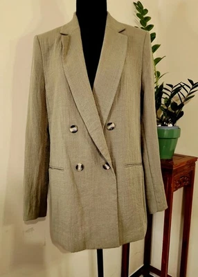 Blazer para mujer H&M verde caqui talla M calce regular mezcla de lino/ENVÍO GRATUITO  Foto 1 de 4