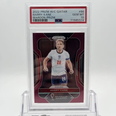 2022 Prizm World Cup Qatar Harry Kane Maroon Prizm PSA 10 Gem Mint /22 #86 - Image 1 of 2