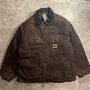 Chaqueta de abrigo tradicional Carhartt 90s 00s marrón con estilo de Japón - Imagen 1 de 24