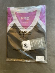NWT Grey’s Anatomy Colorblock Scrub Top in Small, Black/ Bright Iris/Moonstruck - Picture 1 of 3