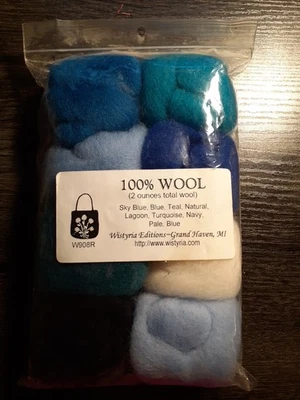 Wistyria Roving Lana Azul Set 8 piezas NUEVO Foto 1 de 2