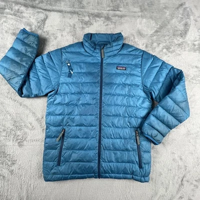 Patagonia Plumón Suéter Chaqueta Niños XL 14 Azul Reciclado Puffer Abrigo Aislado Foto 1 de 4