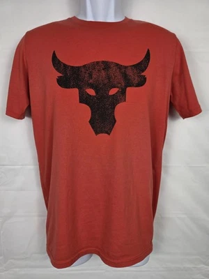 Camiseta Under Armour Project Rock Hombre Pequeña Naranja Brahma Bull Suelta Equipo de Calor Foto 1 de 4
