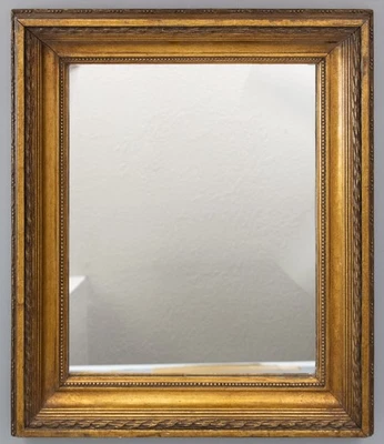 Antique 1920s French Rectangular Gold Gilt Wood Mirror 26.25"H - Image 1 of 4
