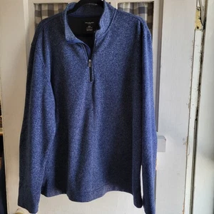 Van Heusen Blue Navy Gray 1/4 Zip Long Sleeve Flex Classic Fit Pullover Size XXL - Picture 1 of 4