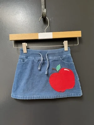 Mini Boden Blue Corduroy Skirt With Apple Girls Sz 2-3Y School - Image 1 of 4
