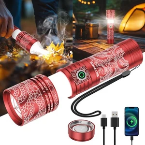 Rechargeable Flashlight 1000000 High Lumens with Ignition Lens, Adjustable Zo... - Picture 1 of 8