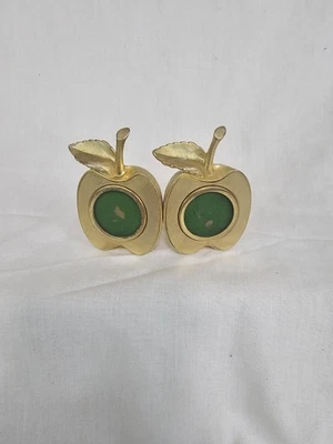 复古苹果造型双相框金色金属带 1.5 英寸照片窗口 — 第 1/4 张图片