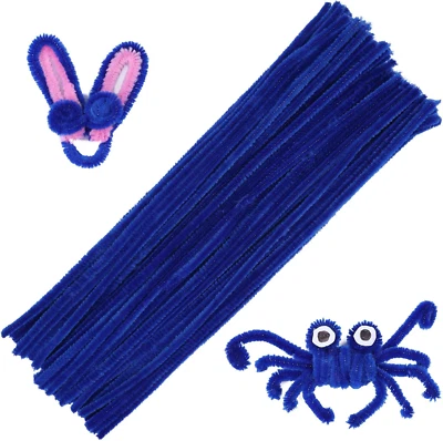 60 PCS Blue Pipe Cleaners,Pipe Cleaners Chenille Stem,Pipe Cleaners Bulk,Art Pip - Image 1 of 4