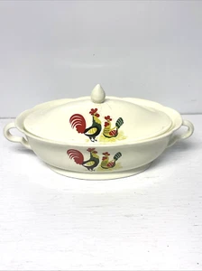 Vintage Homer Laughlin Chicken And Rooster Covered Dish with Lid - Picture 1 of 10
