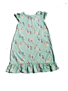 Girls Gymboree Pajama Nightgown Size 5 6  Small Unicorn Green B - Picture 1 of 6