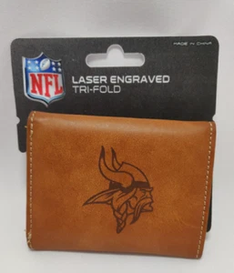 Minnesota Vikings Men's Leather Wallet - Brown Front Pocket Wallet - NFL - Picture 1 of 3