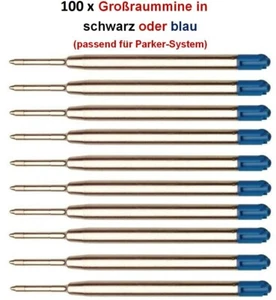 100 x Metall Großraummine, BLAU o. SCHWARZ passend f.Parker-System Großraumminen - Bild 1 von 3