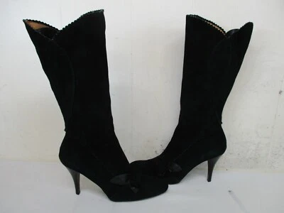 Luichiny Black Suede Leather Zip High Heel Fashion Boots Womens Size 10 - Image 1 of 4