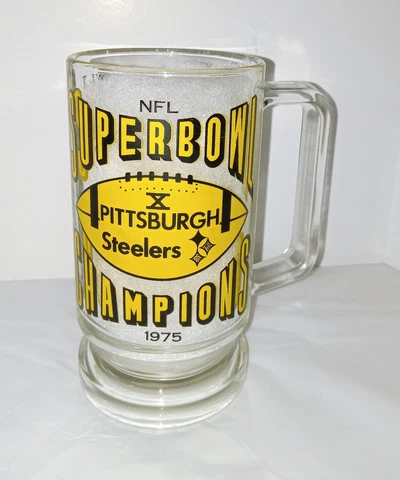 PITTSBURGH STEELERS Super Bowl 10 X 1975 Champions Large Mug nfl VINTAGE RARE Cover