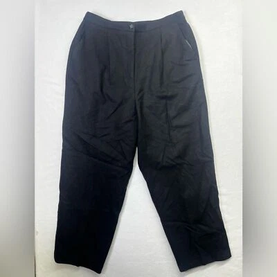 Calça social Leslie Fay vintage lã perna larga nova com etiquetas feminina 16 preta casual 1611 - Imagem 1 de 4