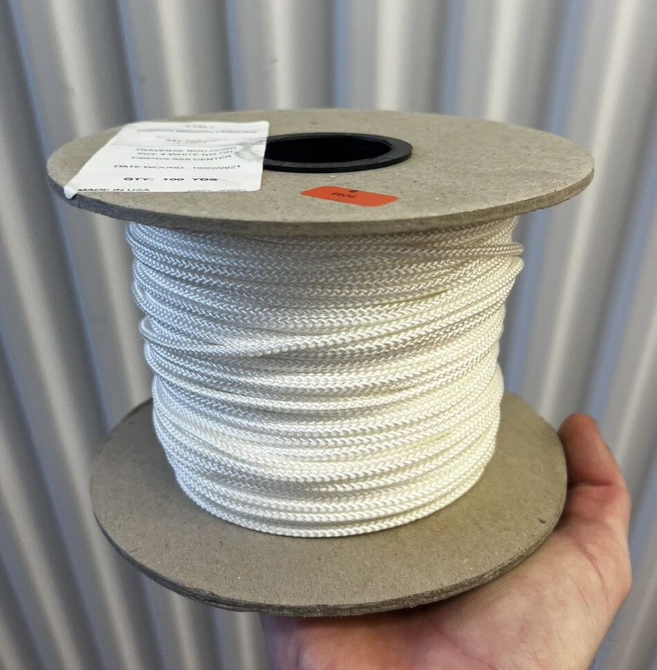 Reslat Traverse Rod Cord Talla 4 Blanco Nylon Cable de Repuesto Fibra de Vidrio Centro Foto 1 de 2