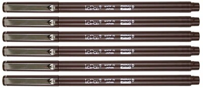 Marvy Uchida Le Pen 6 Pc Brown 0.3mm Smooth Micro Fine Plastic Point LePen - Image 1 of 2
