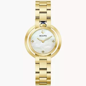 *BRAND NEW* Bulova Rubaiyat Mother-of-Pearl Dial Gold-tone Women's Watch 97L181 - Picture 1 of 4