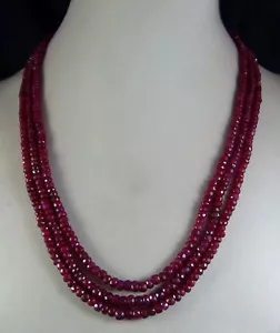 Natural 3 Rows 2x4mm Faceted Red Jade Rondelle Gemstone Beads Necklace 17-19'' - Picture 1 of 1
