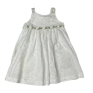 Bonnie Jean VTG 90s Embroidered Floral Rosettes Party Dress White Girls 4T - Picture 1 of 8