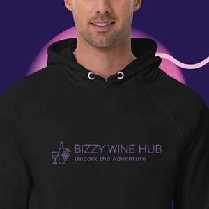 Bizzy Wine Hub Unisex Raglan Hoodie - Wine Lovers Unite - Picture 1 of 24