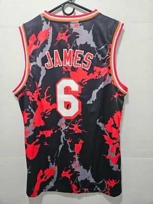 NUEVA - Camiseta de baloncesto Lebron James #6 MIAMI ROJA NEGRA GRIS CAMUFLAJE JERSEY GRANDE Foto 1 de 4