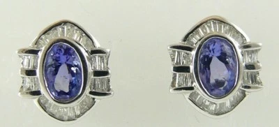 Tanzanite 0.99ct and Diamonds 0.41ct Earrings 18k White Gold - Image 1 of 3
