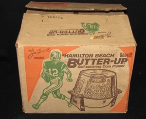 Popper palomitas de maíz Joe Namath "Butter-Up" Hamilton Beach, modelo 499; 1975; sin usar, en caja - Imagen 1 de 9