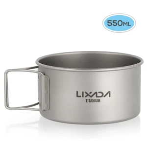 550ML Titanium Bowl with Folding Handles Dinner Food Container for Outdoor Q3B4 - Picture 1 of 7