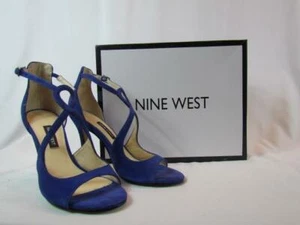 NIB Nine West Stiletto Royal Blue Open Round Toe W/ Straps And Buckles SZ 6M - Picture 1 of 10