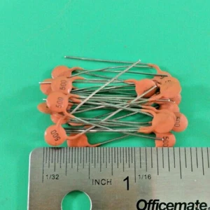 (20 PCS) FARADAY H08F501K3-YE-1 CAPACITOR 50V 500pF +-10%   Z5U - Picture 1 of 3