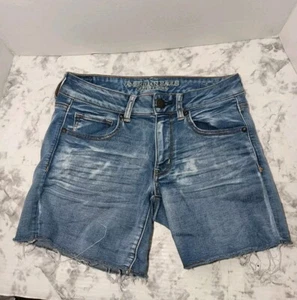 American Eagle Shorts Women's Size 6 Jeans Super Stretch Midi Cutoff Distressed - Picture 1 of 7