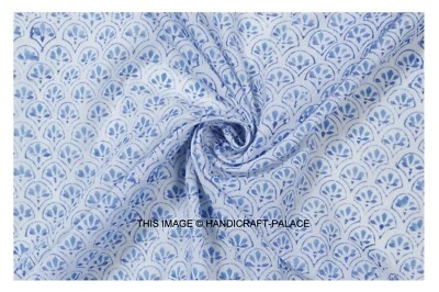 25 yard Indian Cotton Hand Block Floral Printed Handmade Cotton Fabric Natural - Image 1 of 3