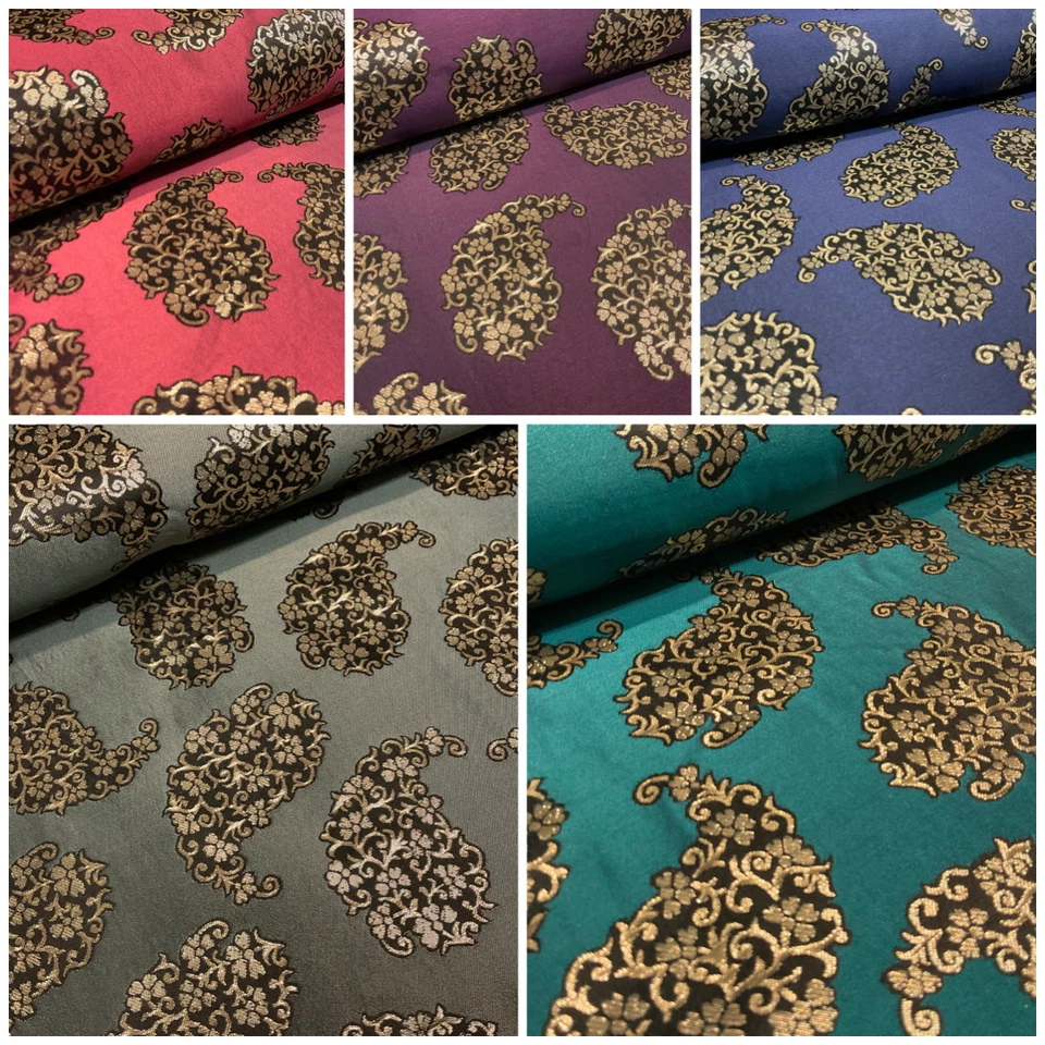£12.99 Paisley Brocade Wedding Banarsi Fabric 147 cm M1598 - Image 1 of 1