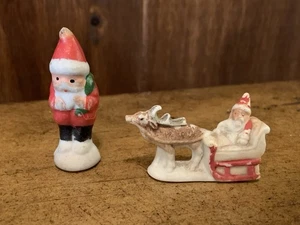 Vintage Biskuit Weihnachtsmann Figur & Weihnachtsmann Rentier Schlitten Germany - Bild 1 von 5