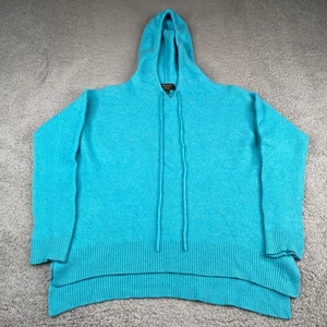 Charter Club Short Sweater Hoodie Womens XL Blue 100% Cashmere Knit Pullover - Picture 1 of 10
