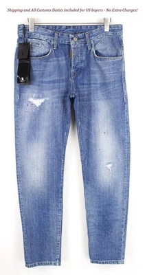 Pantalones de mezclilla para hombre TAKESHY KUROSAWA W36 algodón calce ajustado pintados desgastados Foto 1 de 4