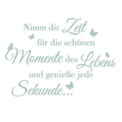 Wandtattoo Zitat Spruch: Zeit Küche Wohnzimmer Deko Aufkleber YX007 Mint - Bild 1 von 4