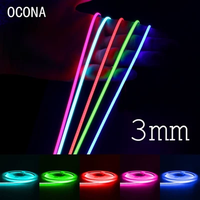 3Mm Ultra Thin DC 12V Colorful COB LED Strip Lights for Home Decor DIY Blue/Pink - Image 1 of 4