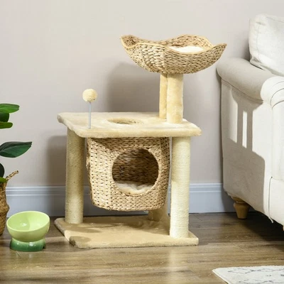 PawHut Katzen Kratzbaum Klein, 74 cm Katzenbaum mit Katzenhöhle, Spielball, Bett - Bild 1 von 4