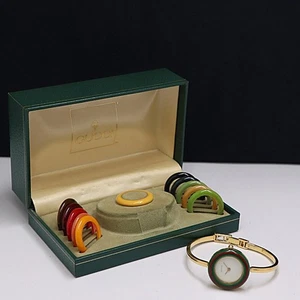 Gucci Change Bezel 12 Colors White/Gold Women's Quartz Watch W/Box Working Small - Picture 1 of 5