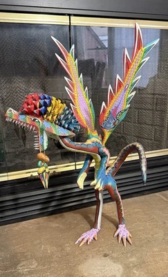 Dragon Alebrije Oaxacan Wood Carving Sculpture Mexican Folk Art Signed 22” - Image 1 of 4