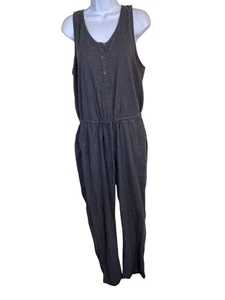 Prana Nani Jumper Jumpsuit Women size Medium Hemp Blend Striped Sleeveless - Picture 1 of 20