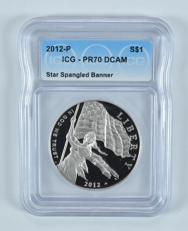 2012-P Star Spangled Banner Commemorative Silver Dollar PR70 DCAM ICG *0592 - Image 1 of 4