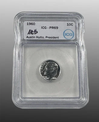 🇺🇸1960 Proof PR69 Roosevelt Silver Dime ICG Austin Hutto Signed - Image 1 of 2