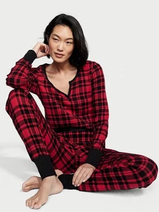 Victoria's Secret Size XL Thermal Buffalo Red Plaid Pajama Set - Picture 1 of 4